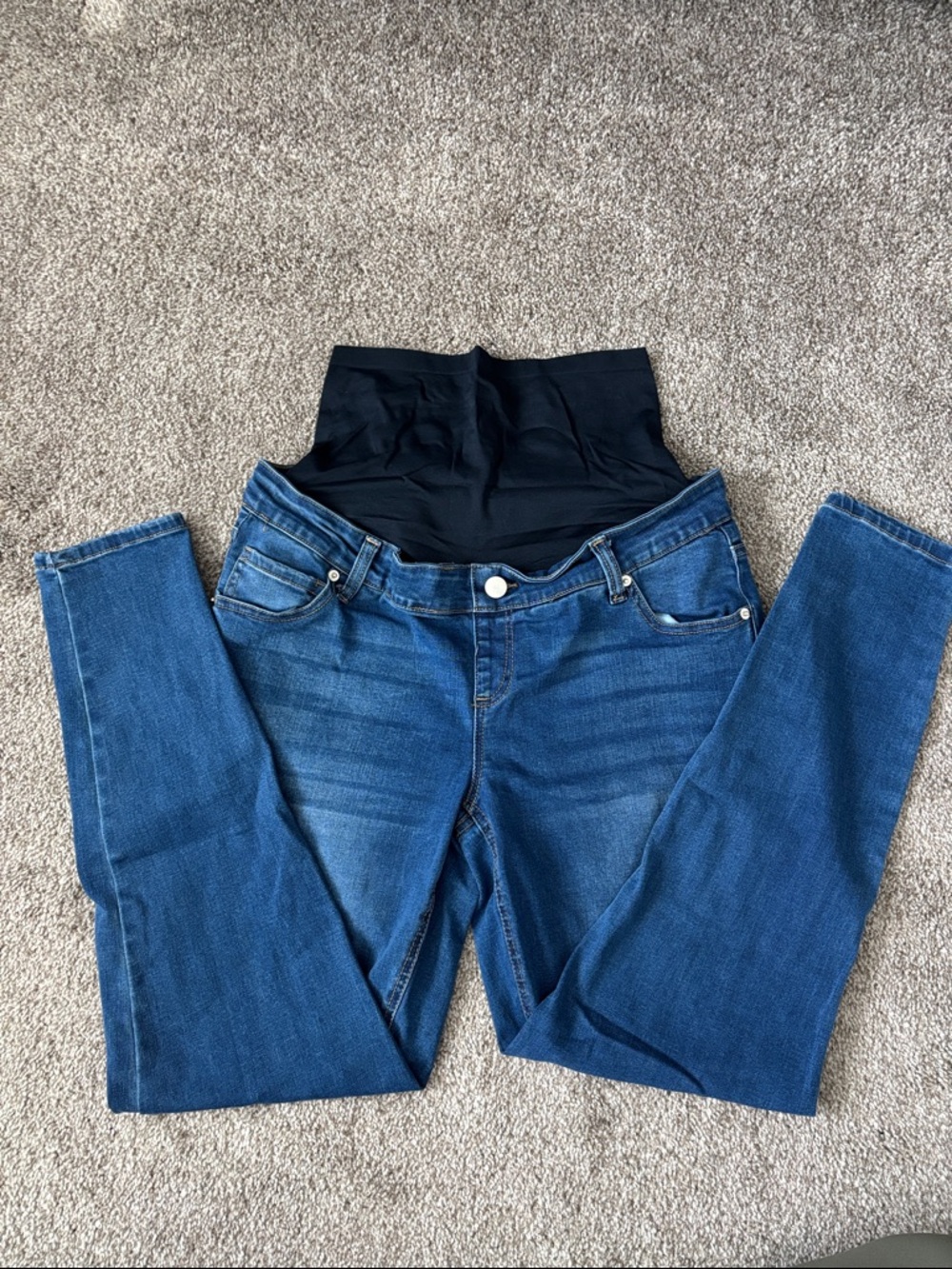 Maternity Skinny Jeans with Support Panel - Blue